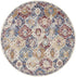4' X 6' Navy Blue Damask Power Loom Distressed Area Rug